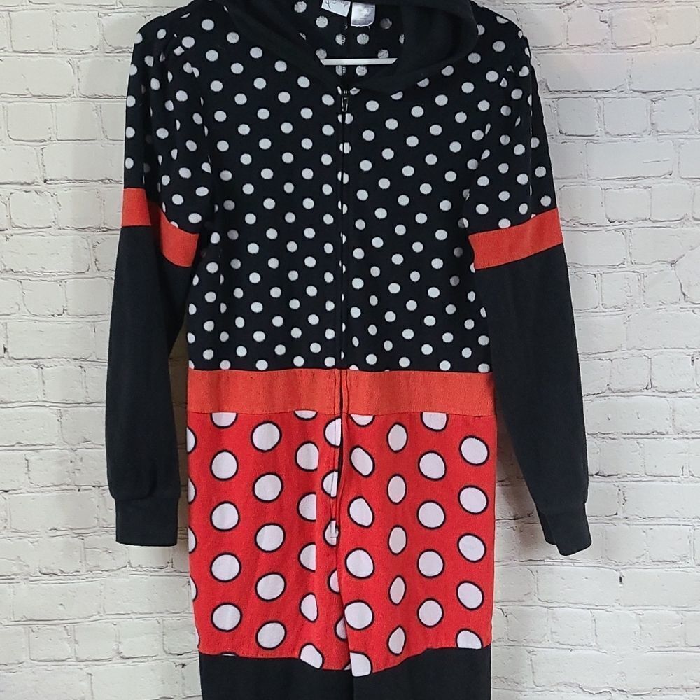 Disney Minnie Mouse S Fleece Union Suit Pajamas Hooded Onesie Cosplay Costume - Picture 7 of 11